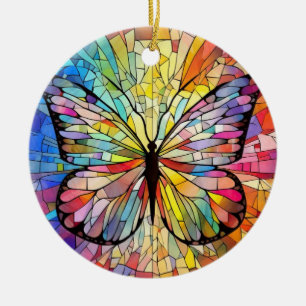 Kunstgefestigte Glaskunst, Regenbogen-Schmetterlin Keramik Ornament