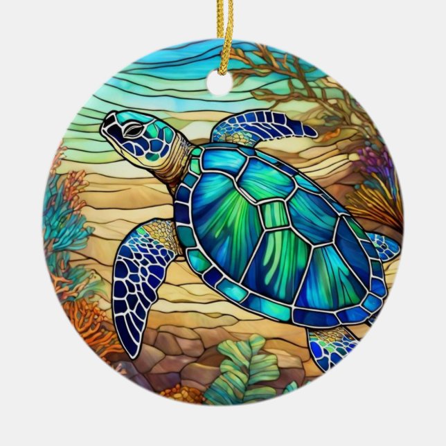 Kunstgefestigte Glaskunst, verkettete Glasmeerschi Keramik Ornament (Vorne)