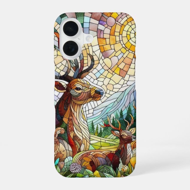 Kunstgefestigte Glaskunst, verklebter Glass Stil H iPhone 16 Hülle (Rückseite)