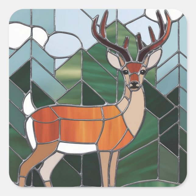 Kunstgefestigte Glaskunst, verklebter Glass Stil H Quadratischer Aufkleber (Vorderseite)