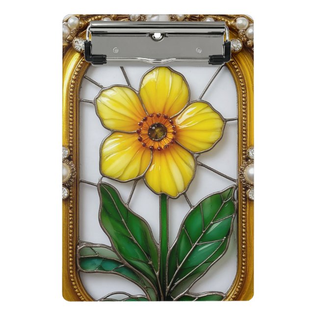 Kunstgefestigtes Glas mit lebendiger Blume Mini Klemmbrett (Vorderseite)
