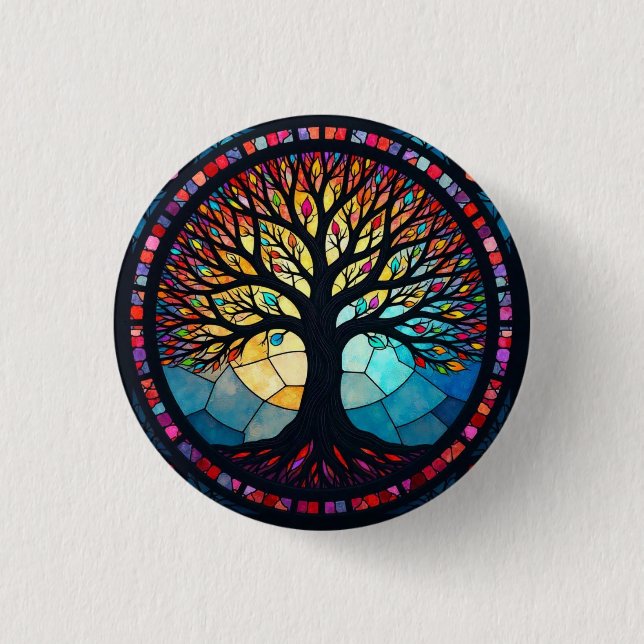 Kunstgeflecht aus Glas, Baum aus dem Leben Button (Vorderseite)