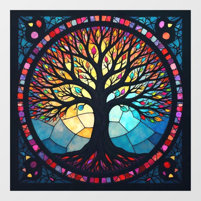 Kunstgeflecht aus Glas, Baum aus dem Leben Fensteraufkleber (Blatt)