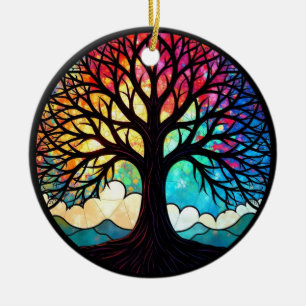 Kunstgeflecht aus Glas, Baum aus dem Leben Keramik Ornament