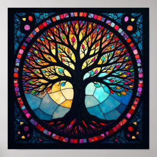 Kunstgeflecht aus Glas, Baum aus dem Leben Poster