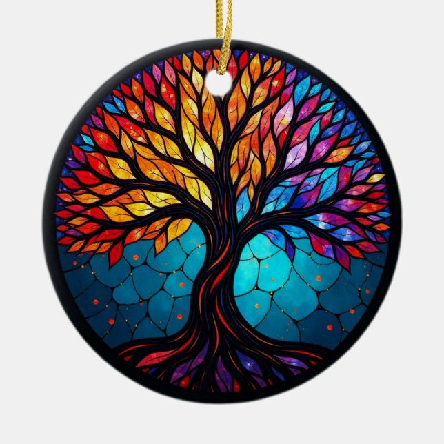 Kunstgeflechte Glaskunst, Baum des Lebens Gestalte Keramik Ornament (Vorne)
