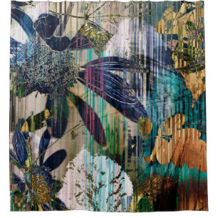 Kunstgrafik und Aquarellherbst bunt Backgro Duschvorhang