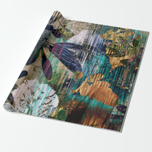 Kunstgrafik und Aquarellherbst bunt Backgro Geschenkpapier