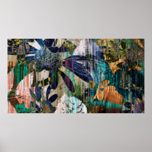 Kunstgrafik und Aquarellherbst bunt Backgro Poster