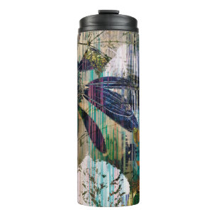 Kunstgrafik und Aquarellherbst bunt Backgro Thermosbecher