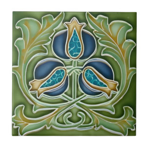 kunstgrüne Blume Fliese