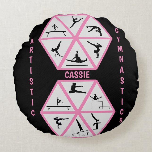 Kunstgymnastik Hexagon Rundes Kissen (Vorderseite)
