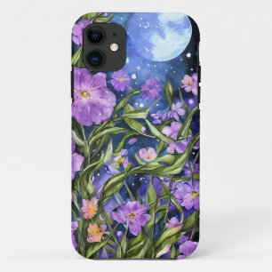 Kunsthandwerk bemalte Nachtgarten Vollmond Blau Case-Mate iPhone Hülle