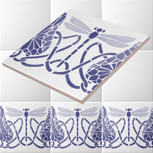 Kunsthandwerk Blaue und weiße Drachenfliegen Friez Fliese (Von Creator hochgeladen)