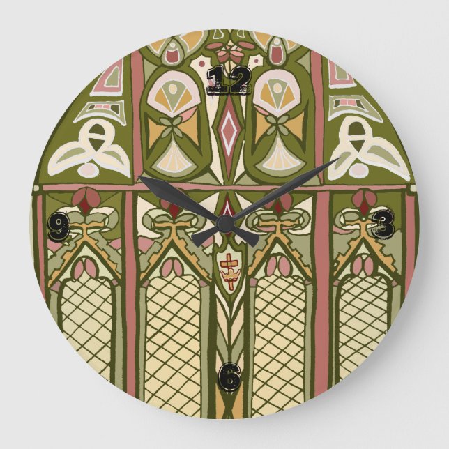 Kunsthandwerk Buntglas inspirierte Uhr! Große Wanduhr (Vorderseite)