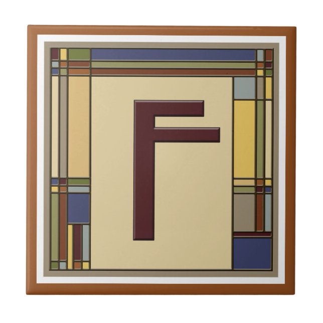 Kunsthandwerk geometrischer Anfangsbuchstabe F Fliese (Vorderseite)