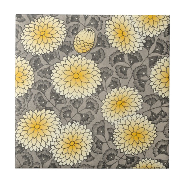Kunsthandwerk Grays Yellow Chrysanthemum Repro Fliese (Vorderseite)