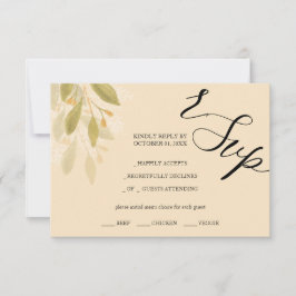 Kunsthandwerk Grüner Tee Wasserfarbe Handgemalt RSVP Karte