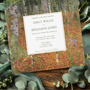 Kunsthandwerk Gustav Klimt Forest Nature Wedding Einladung