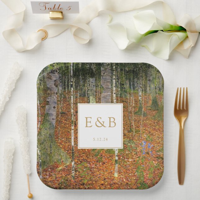 Kunsthandwerk Gustav Klimt Forest Nature Wedding Pappteller (Hochzeit)