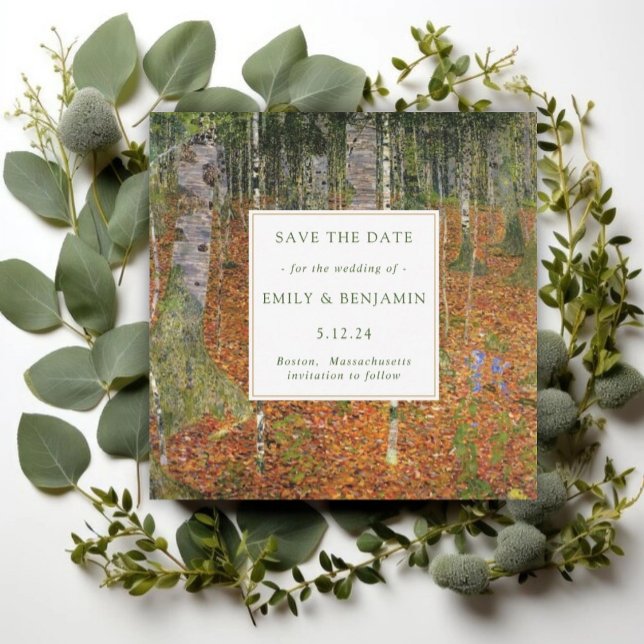 Kunsthandwerk Gustav Klimt Forest Nature Wedding Save The Date (Von Creator hochgeladen)
