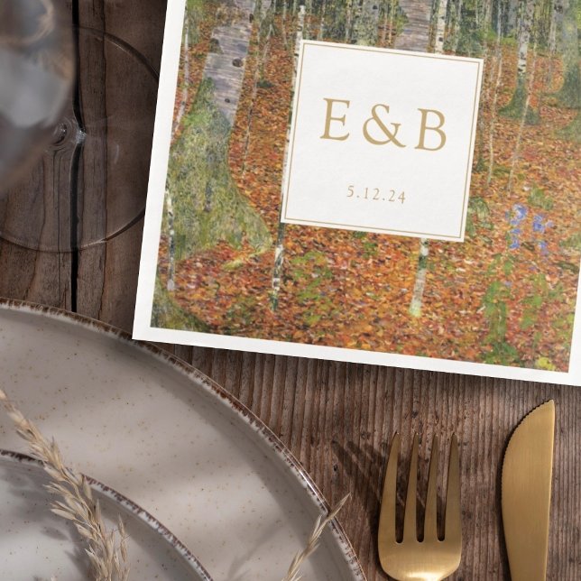 Kunsthandwerk Gustav Klimt Forest Nature Wedding Serviette (Von Creator hochgeladen)