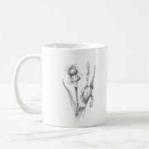 Kunsthandwerk, handgezeichnete Iris, botanische Ku