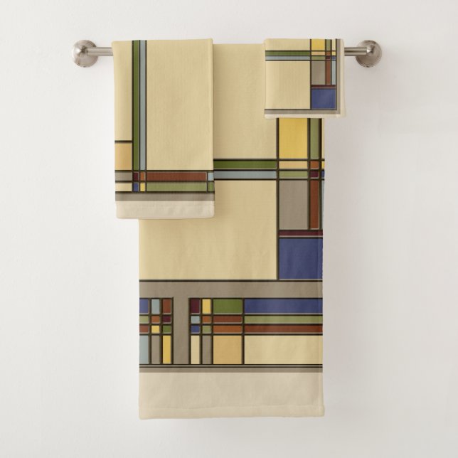 Kunsthandwerk Herbst geometrisches Muster Badhandtuch Set (Insitu)