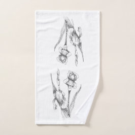 Kunsthandwerk Iris Original Botanische Kunst Handtuch