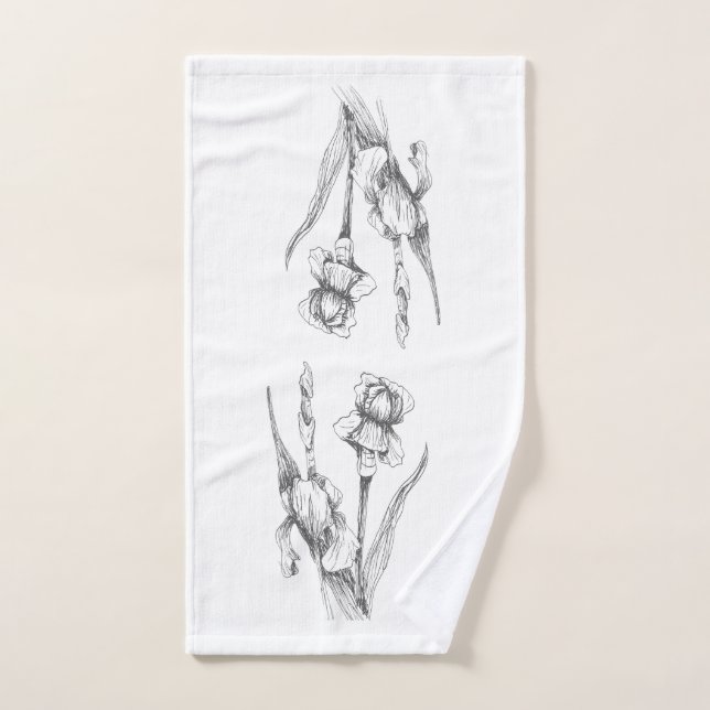Kunsthandwerk Iris Original Botanische Kunst Handtuch (Handtuch)