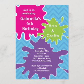 Kunsthandwerk Kinder Paint Birthday Party Einladung