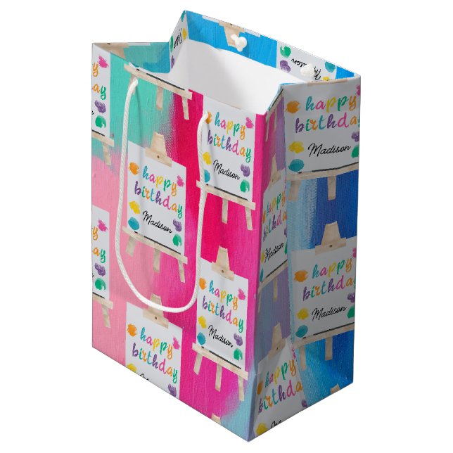 Kunsthandwerk Künstler Paint Birthday Thema Mittlere Geschenktüte (Vorderseite Schrägansicht)