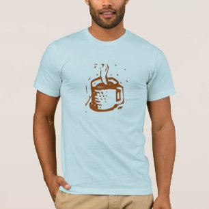 Kunsthandwerk Linolschnitt Dampfende Tasse Grafik T-Shirt