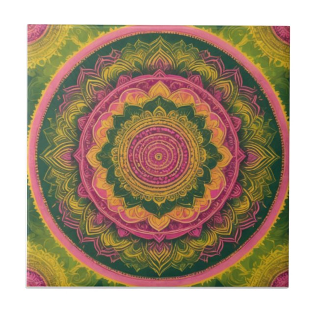 Kunsthandwerk Mandala Art Decorative Tile Fliese (Vorderseite)
