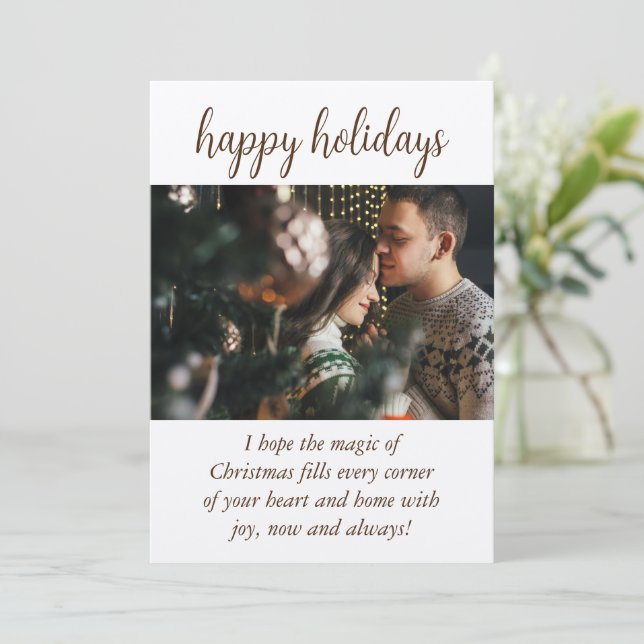 Kunsthandwerk rustikales Design Weihnachtskarte Feiertagskarte (Stehend Vorderseite)