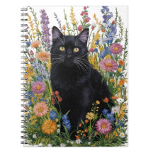 Kunsthandwerk Schwarze Katze und Blumen Stickereik