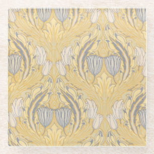 Kunsthandwerk Walter Crane Blaue Weiße Tulpen Glasuntersetzer