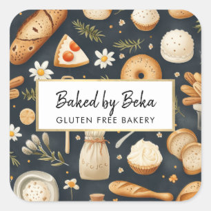 Kunsthandwerkerische Köstlichkeiten Bäckerei, Brot Quadratischer Aufkleber
