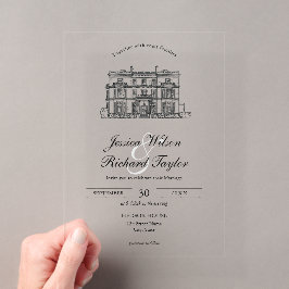 Kunsthandwerkliche Hochzeit von Manor Illustration Acryleinladungen