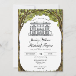Kunsthandwerkliche Hochzeit von Manor Illustration Einladung