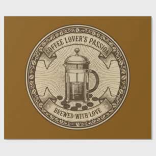 Kunsthandwerklicher French Press Kaffee Vintage Geschenkpapier