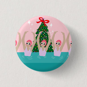 Kunsthistorische Schwimmer Illustration Weihnachte Button