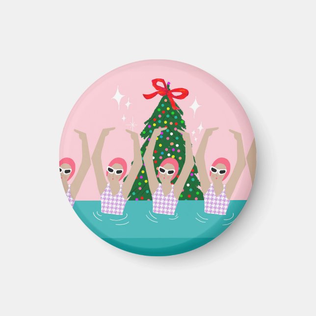 Kunsthistorische Schwimmer Illustration Weihnachte Magnet (Vorne)