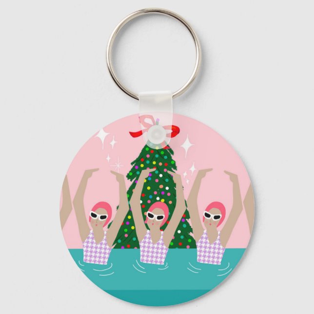 Kunsthistorische Schwimmer Illustration Weihnachte Schlüsselanhänger (Vorderseite)