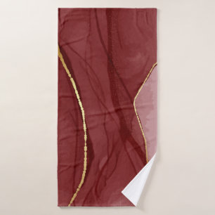 Kunstkunst, dunkelroter Marsala abstrakter Hinterg Badehandtuch