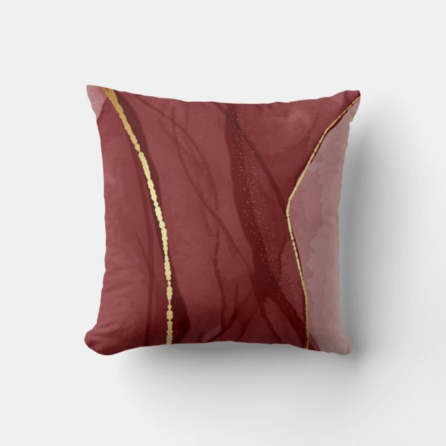 Kunstkunst, dunkelroter Marsala abstrakter Hinterg Kissen (Vorderseite)
