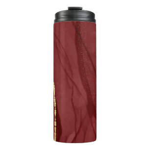 Kunstkunst, dunkelroter Marsala abstrakter Hinterg Thermosbecher