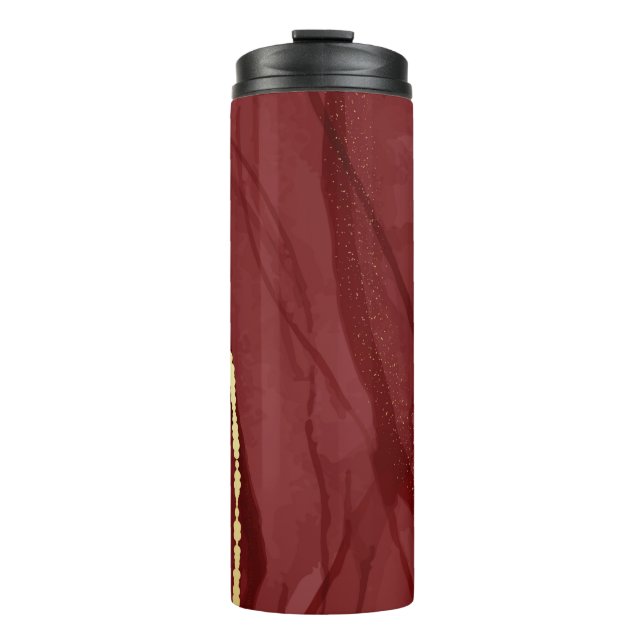 Kunstkunst, dunkelroter Marsala abstrakter Hinterg Thermosbecher (Vorderseite)