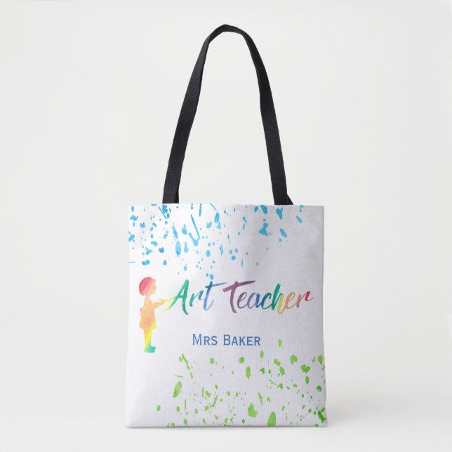 Kunstlehrerwatercolor-Spritzer-personalisierter Tasche (Vorderseite)