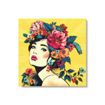 Kunstleinwanddruck Frau mit Blumenkranz